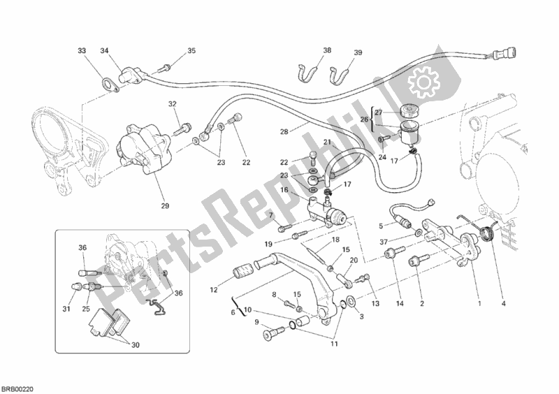 Wszystkie części do Tylny Uk? Ad Hamulcowy Ducati Superbike 1098 R USA 2008